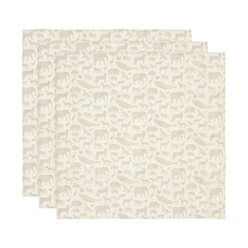Jollein cloth muslin 70x70 - Animals Nougat