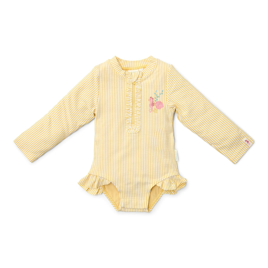 Little Dutch Bathing Suit Long Sleeves Ocean Treasures Yellow 1-2Y