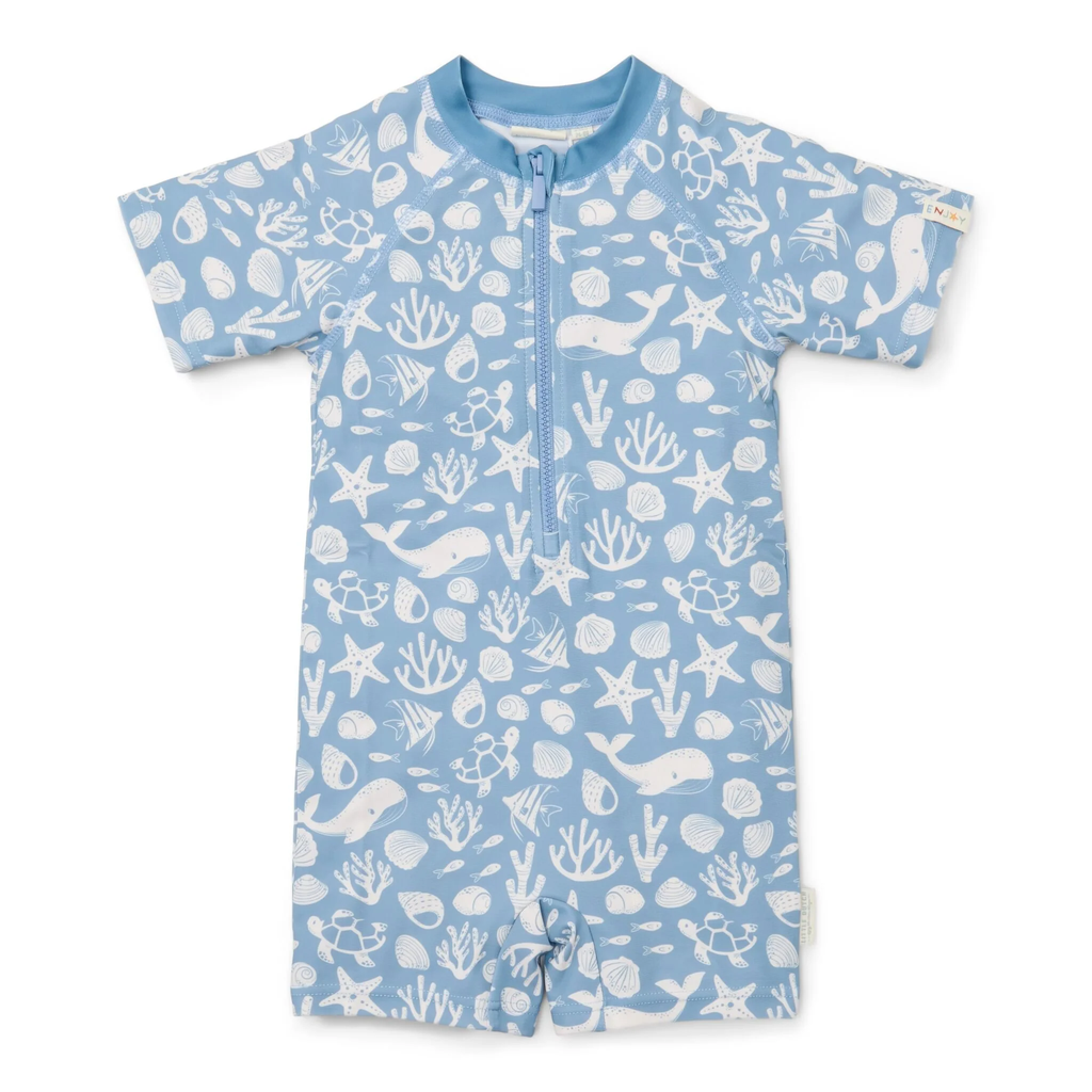 Little Dutch Swimsuit short sleeves sea life ocean blue 2-4Y