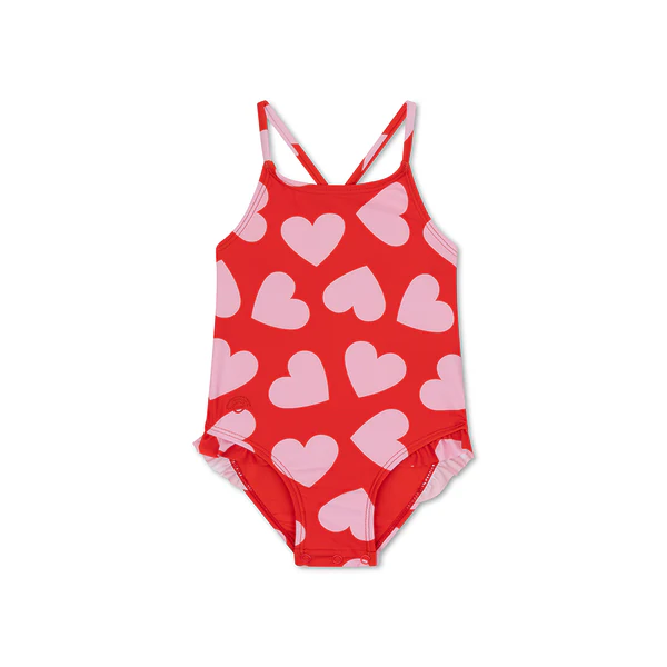 Swim Essentials Bathing suit Red Hearts 134/140cm 