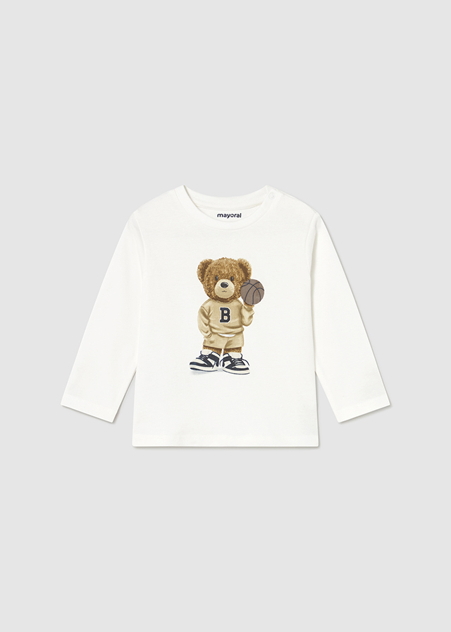 Mayoral Long Sleeve shirt bear - Cream