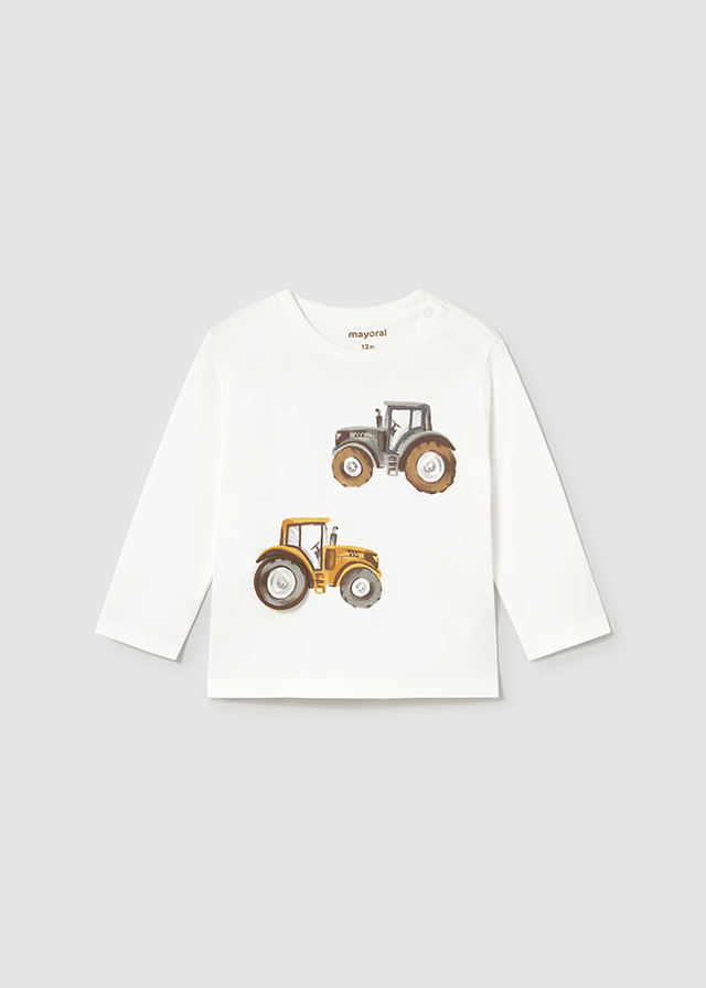 Mayoral Long Sleeve "Play" tractor shirt - Cream