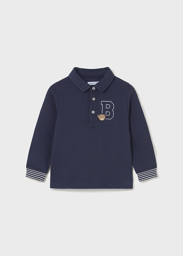 Mayoral Long Sleeve smooth detail polo - Blue