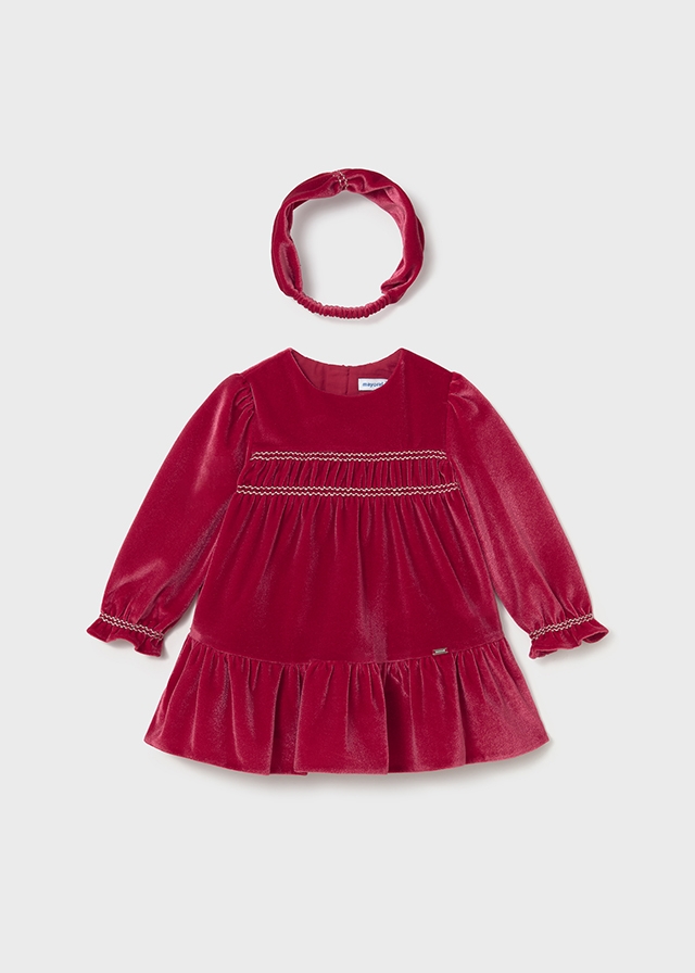 Mayoral Velvet dress with headband - Red