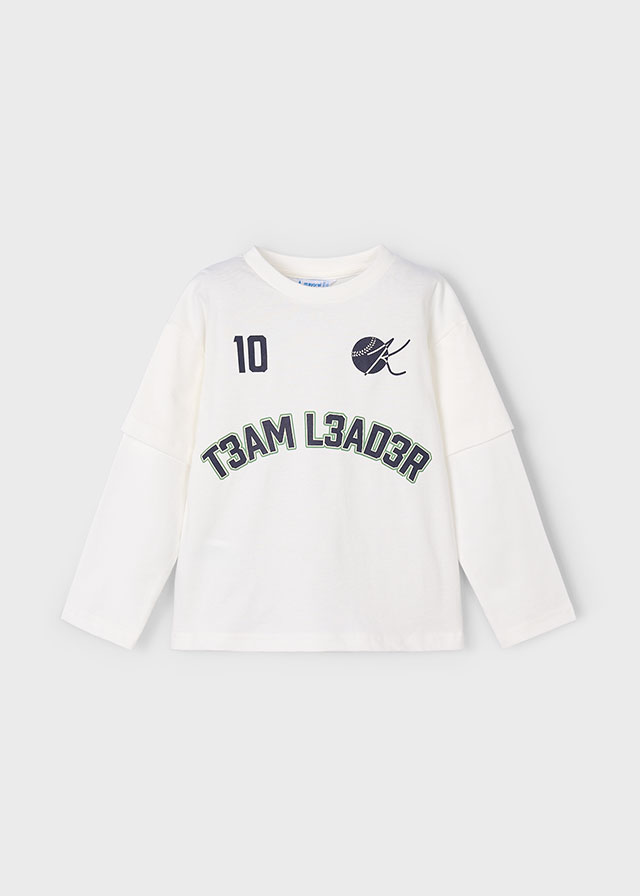 Mayoral Long Sleeve "team" shirt - Cream