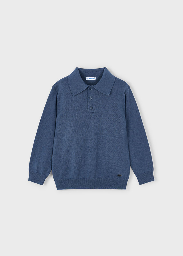 Mayoral Long Sleeve knit polo - H. Steel
