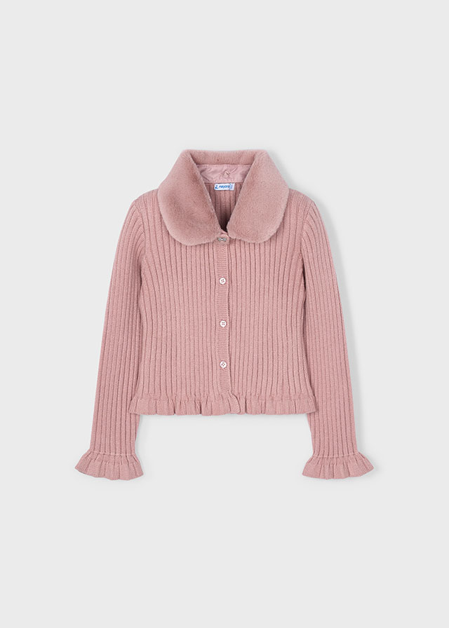 Mayoral Faux fur collar cardigan - Makeup