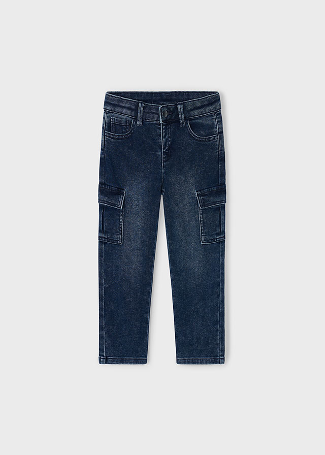 Mayoral Soft denim cargo pants - Blue black