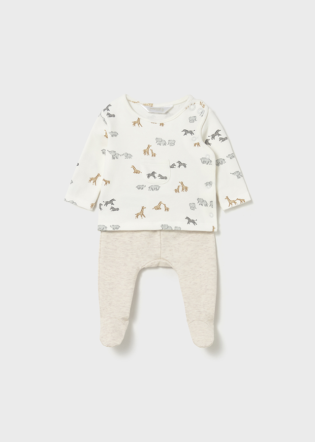 Mayoral Printed footed pant set - H. Milk