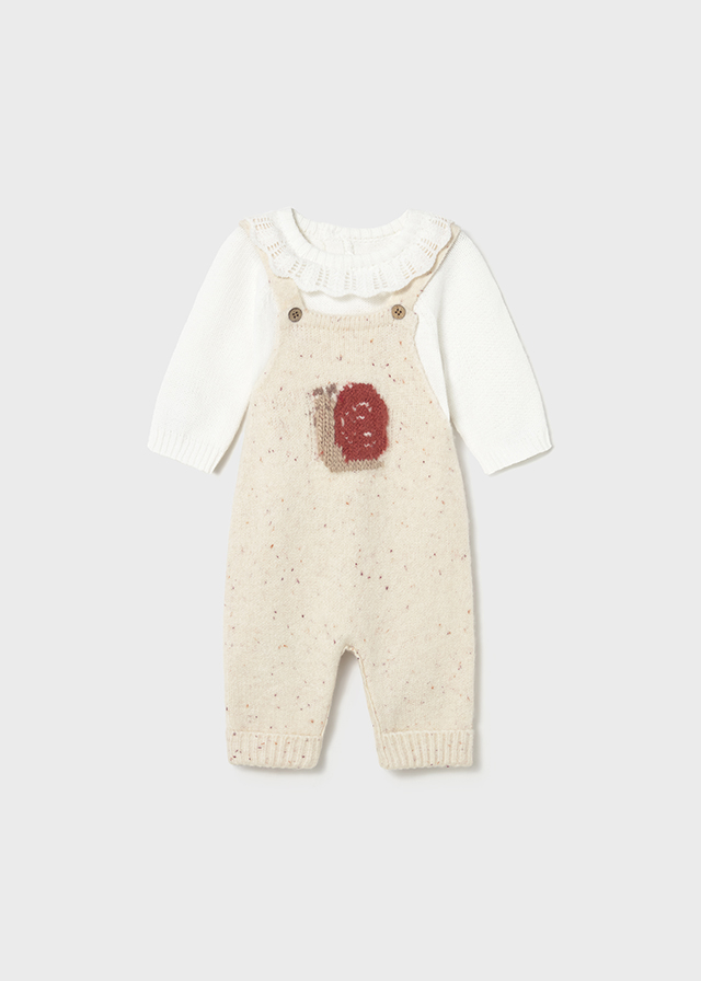 Mayoral Knit dungarees set - Offwhite