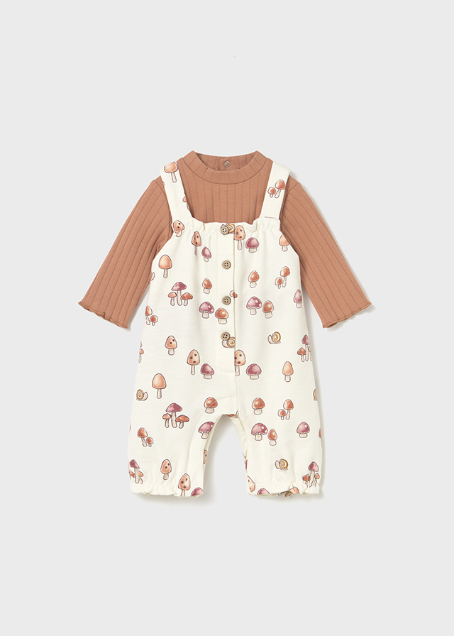Mayoral Printed dungarees set - Cinammon