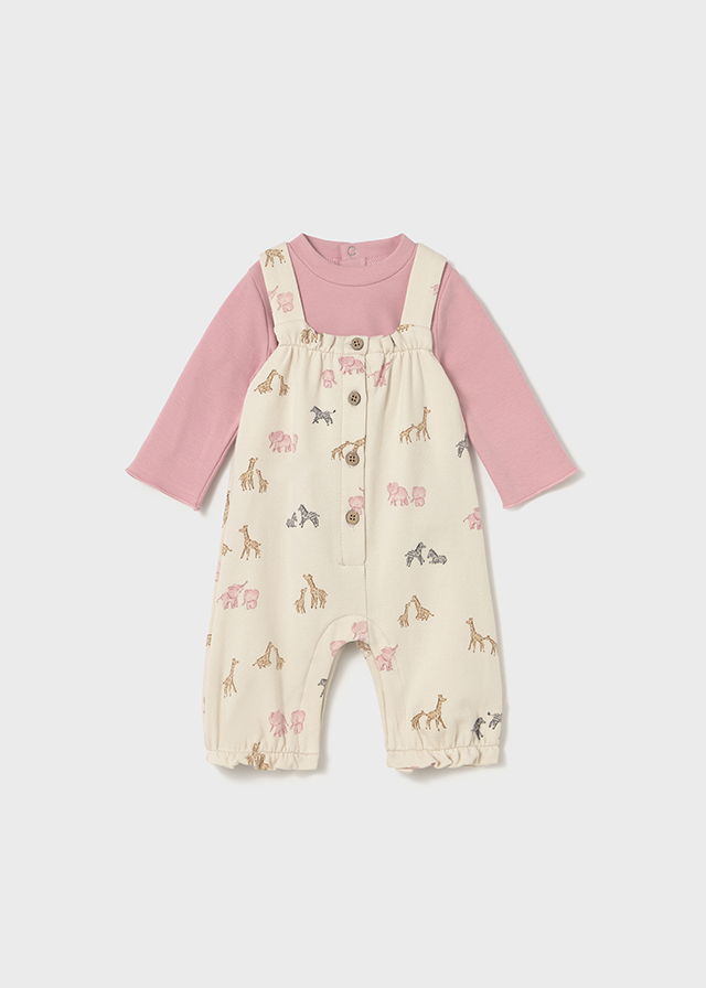 Mayoral Printed dungarees set - Orchid