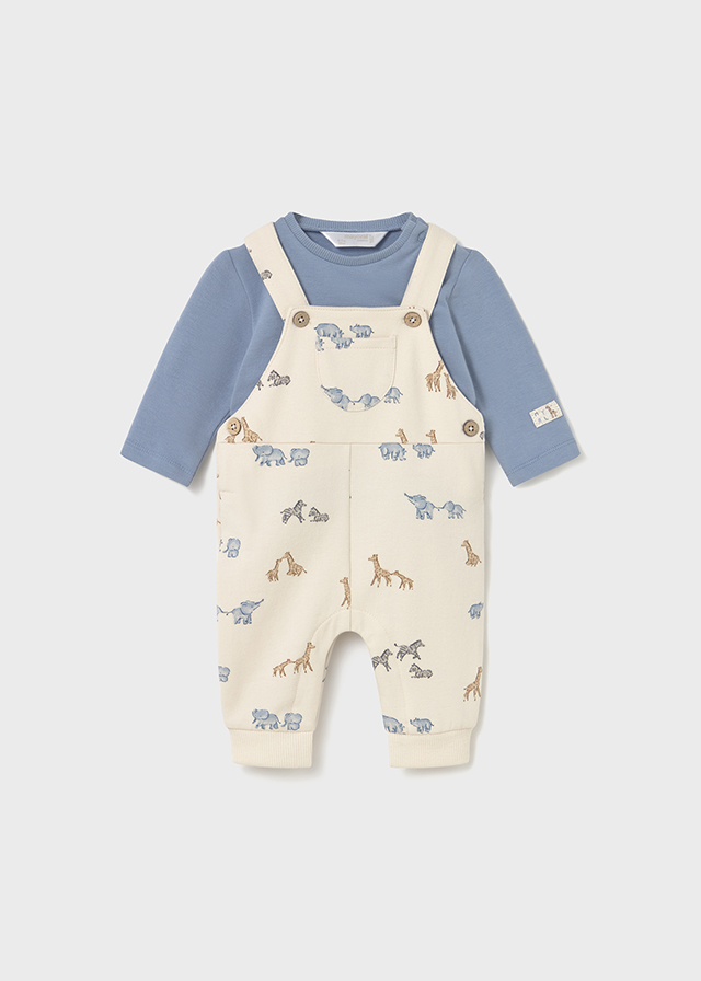 Mayoral Printed dungarees set - Blue bell