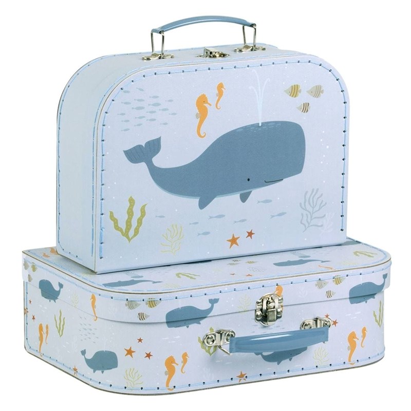 Set of Two Suitcase Whales 