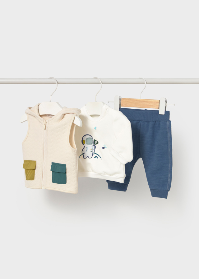 Mayoral 3-piece tracksuit withvest - Light blue