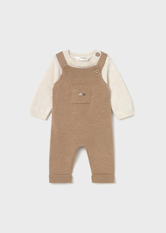 Mayoral Knit dungarees set - Toffee