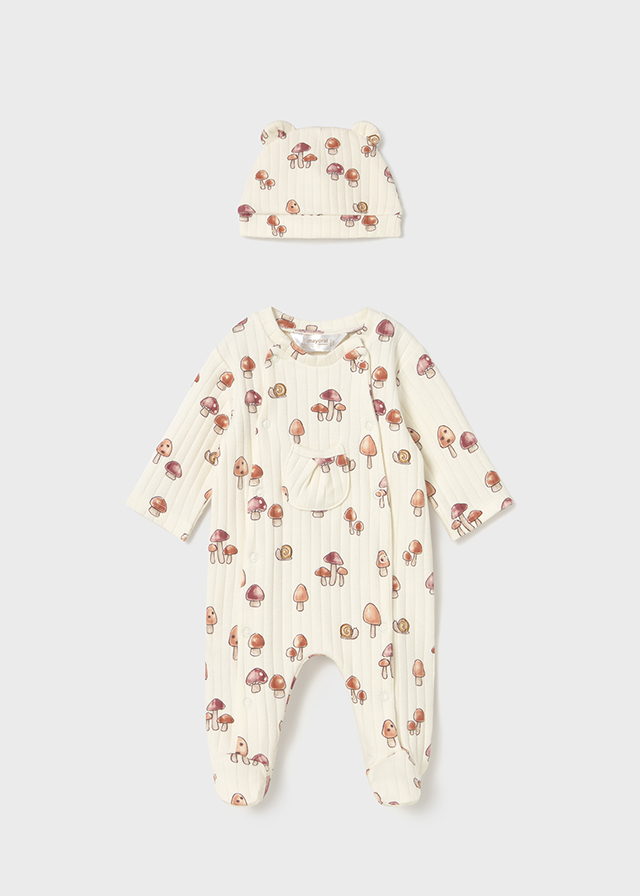 Mayoral Dungaree and hat set - Vanilla