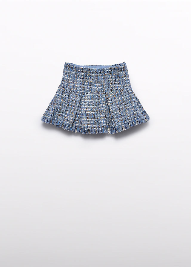 Abel & Lula Tweed Skirt - Sky blue