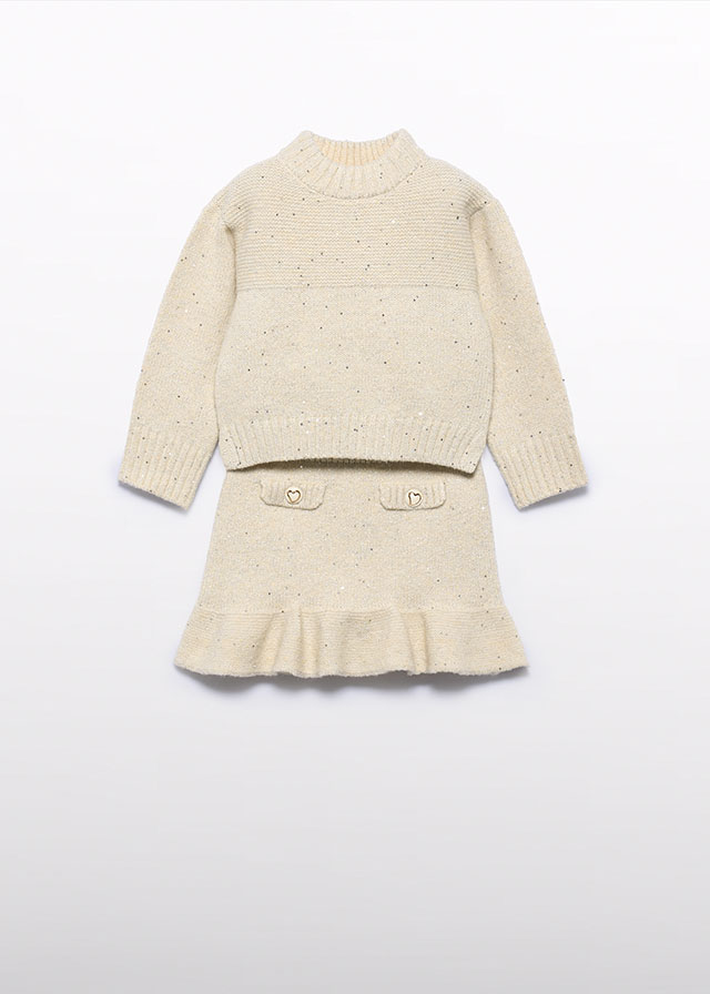 Abel & Lula Knit skirt set - Oat