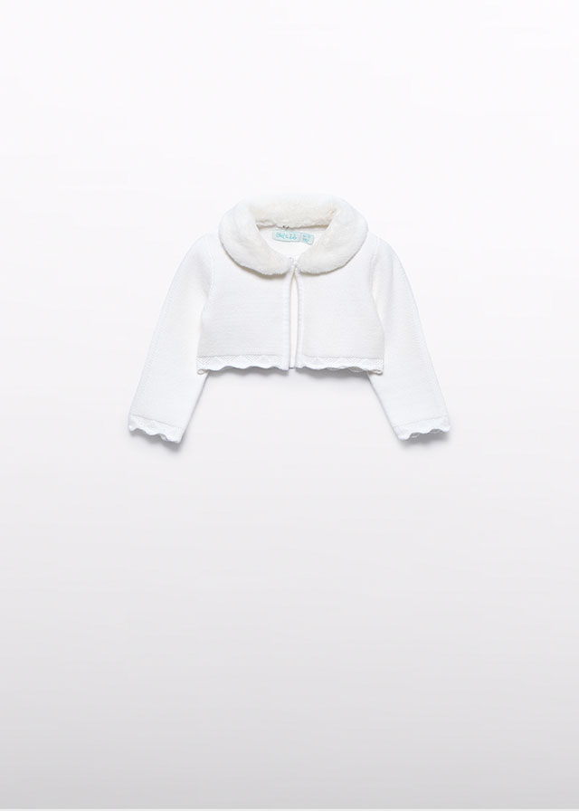 Abel & Lula Faux fur collar cardigan - Cream