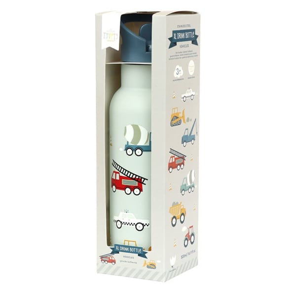 A little Lovely Company Steel Drink Bottle - Vechicles 