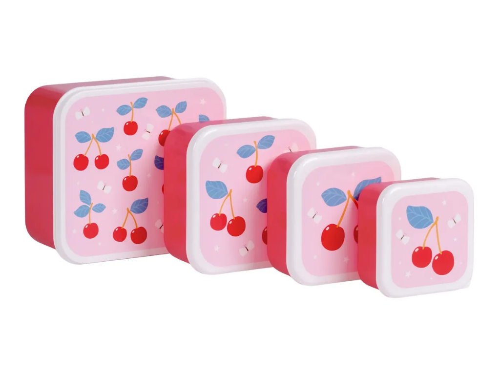 A little Lovely Company Lunch Box Set 4pcs Cherries 