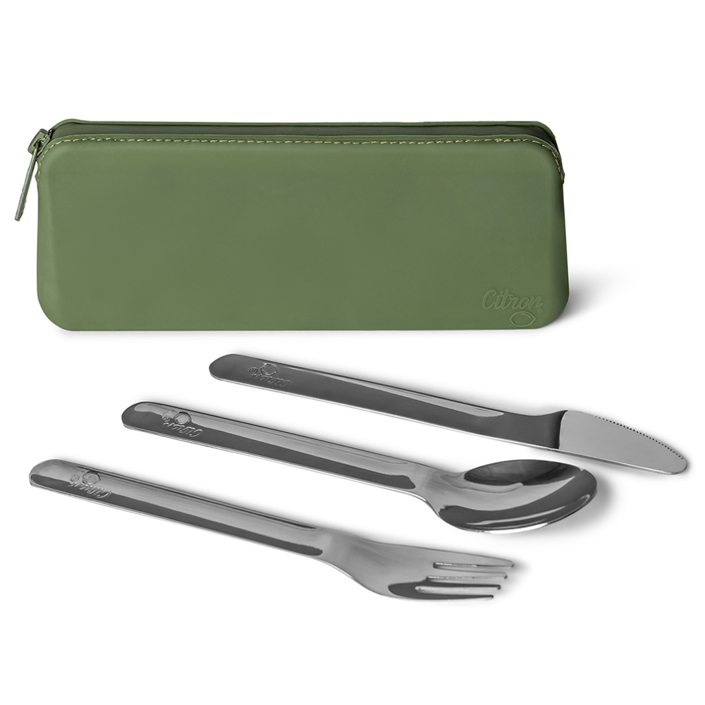 Citron - Stainless Steel Cutlery Set with Pouch Green 