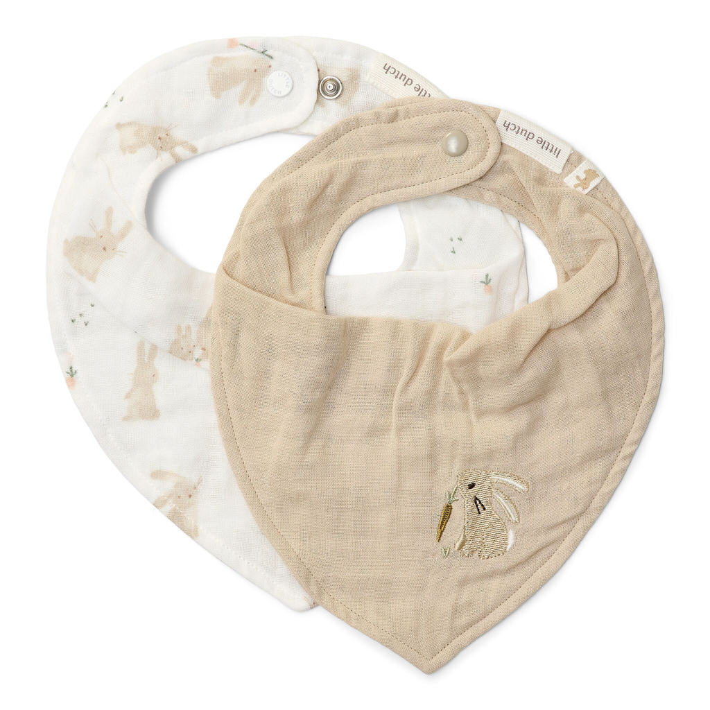 Little Dutch - Set of 2 bib bandanas Baby Bunny