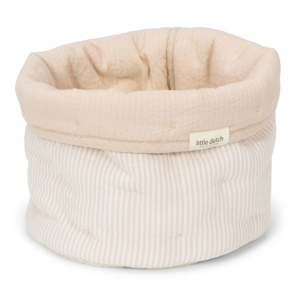 Little Dutch - Small quilted changing basket Pure Soft Beige Stripes