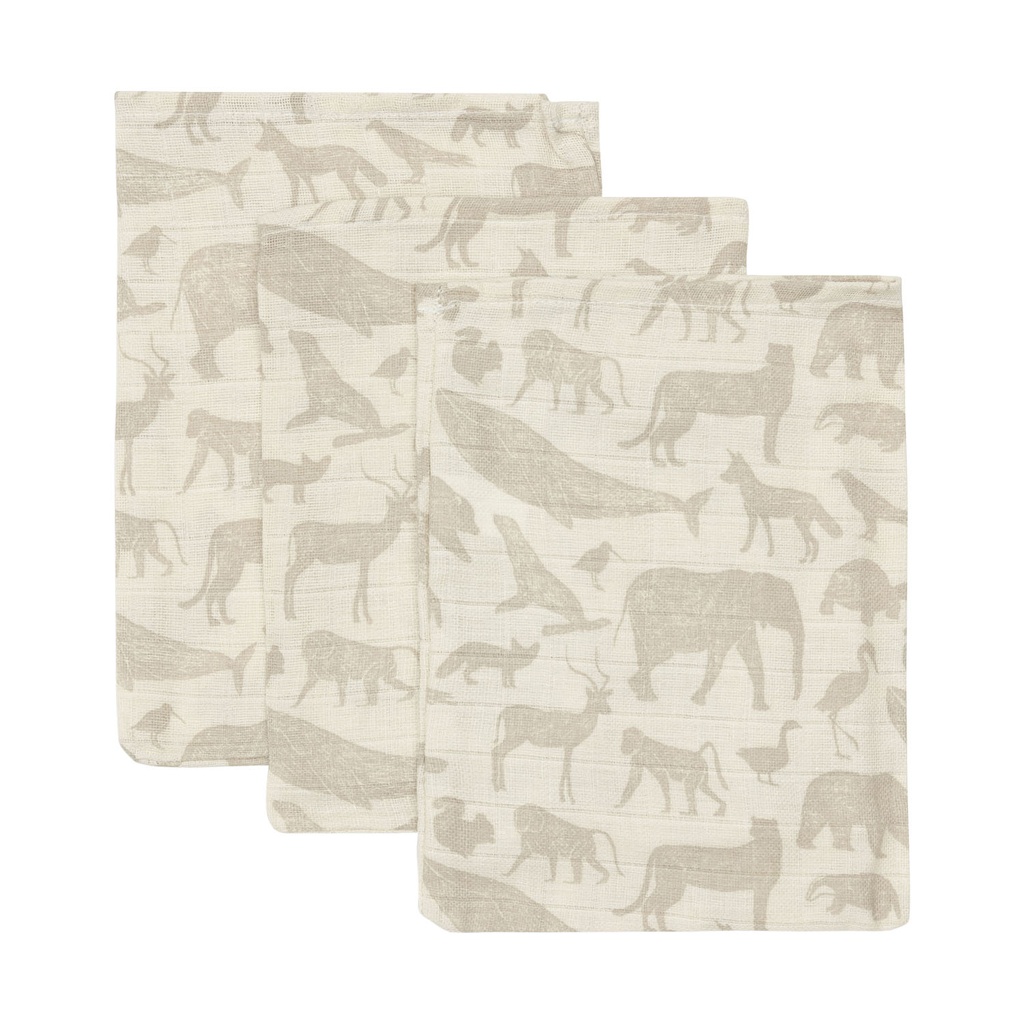 Jollein Animals Washcloths  - Nougat 3pcs