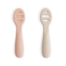 Mushie First Feeding Baby Spoons Blush/Shifting Sand  