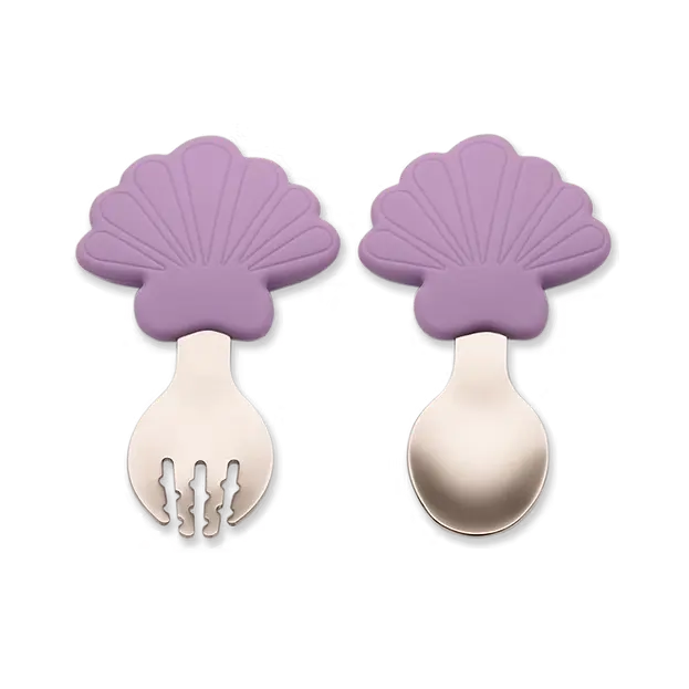 Citron Training Spoon and Fork - Mermaid Seashell