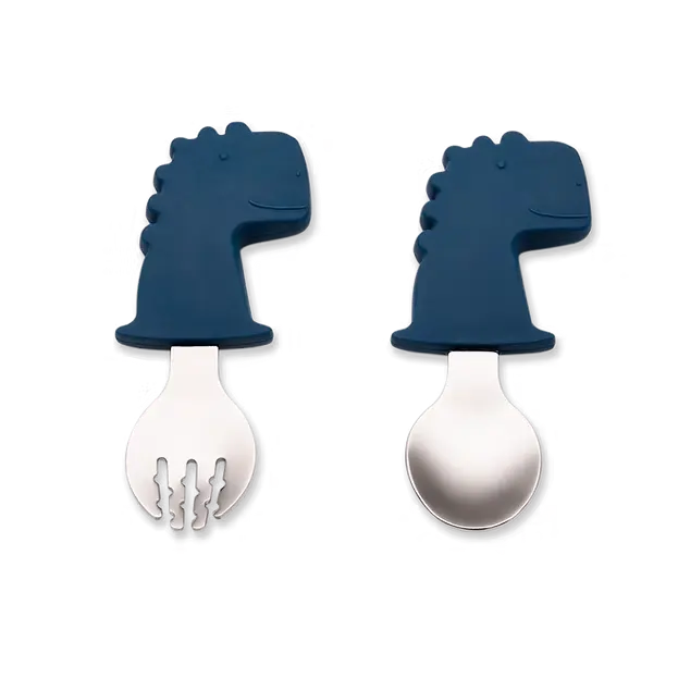 Citron Training Spoon and Fork - Blue Dino