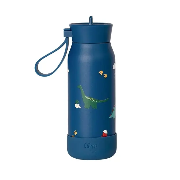 Citron 250ml Stainless Steel Thermos Bottle - Blue Dino