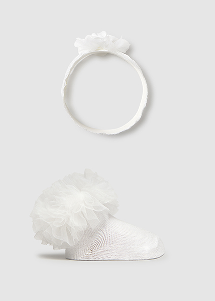  Mayoral Headpiece and sock set White     