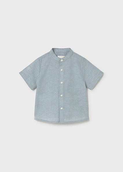 Mayoral S/s linen mao shirt Jade