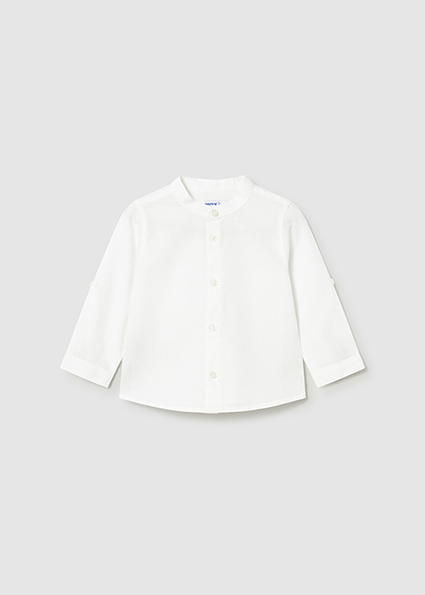 Mayoral L/s linen mao shirt White
