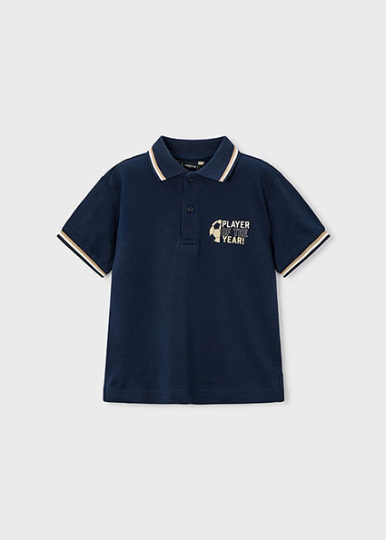 Mayoral S/s printed polo Navy