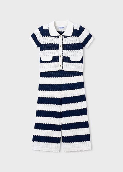 Mayoral Long knit trousers set Porcelain