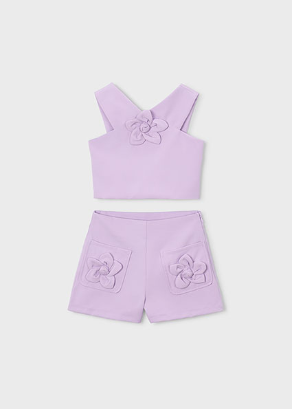 Mayoral bermuda crepe flower set Mauve