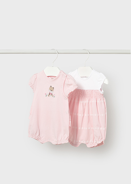  Mayoral Set of 2 short rompers Baby Rose 