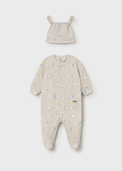  Mayoral Long onesie w/ hat Col. Mole 