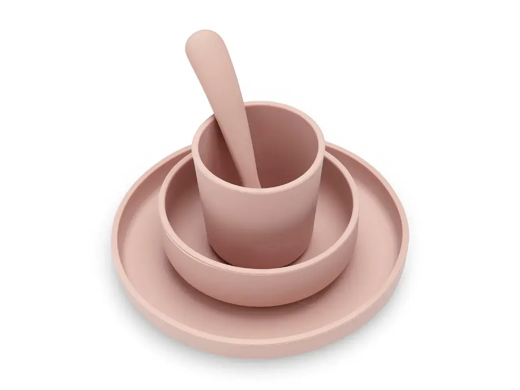 Children's Dinner Set Silicone - Pale Pink - 4 Pack