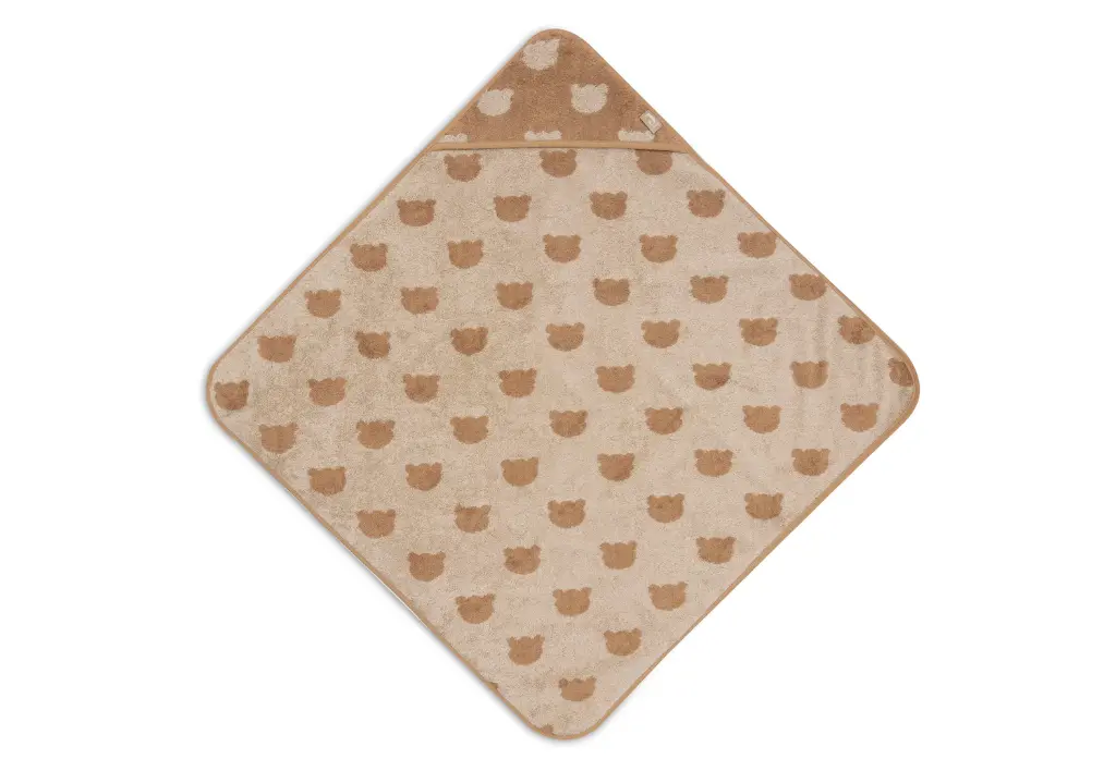 Jollein Bath Cape Terry 75x75cm Jacquard - Teddy Bear