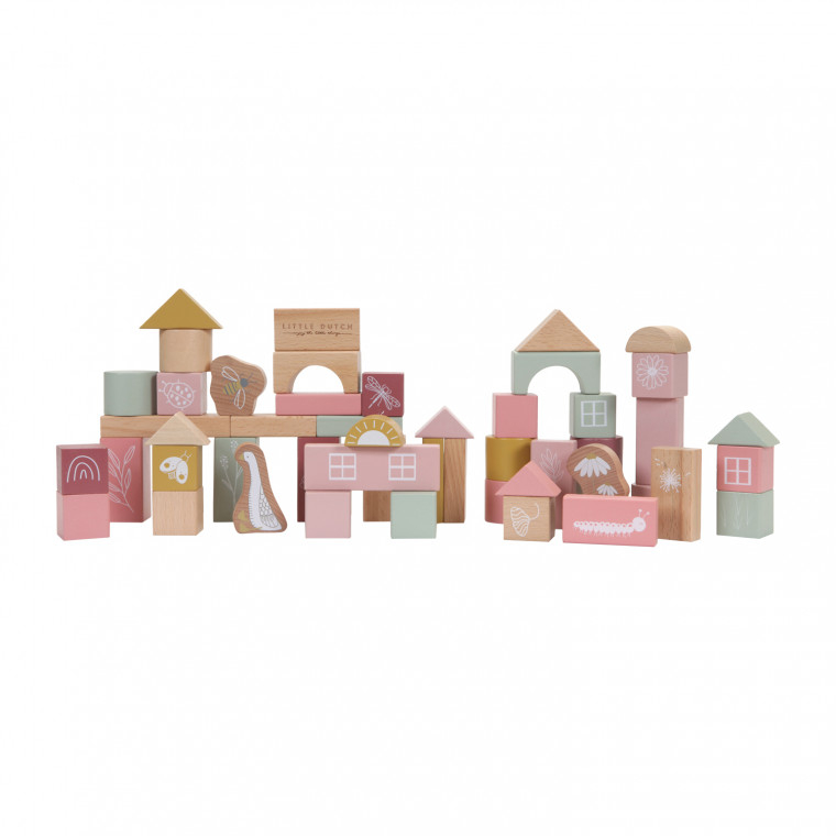 Little Dutch Building Blocks Cubes Wooden Pink