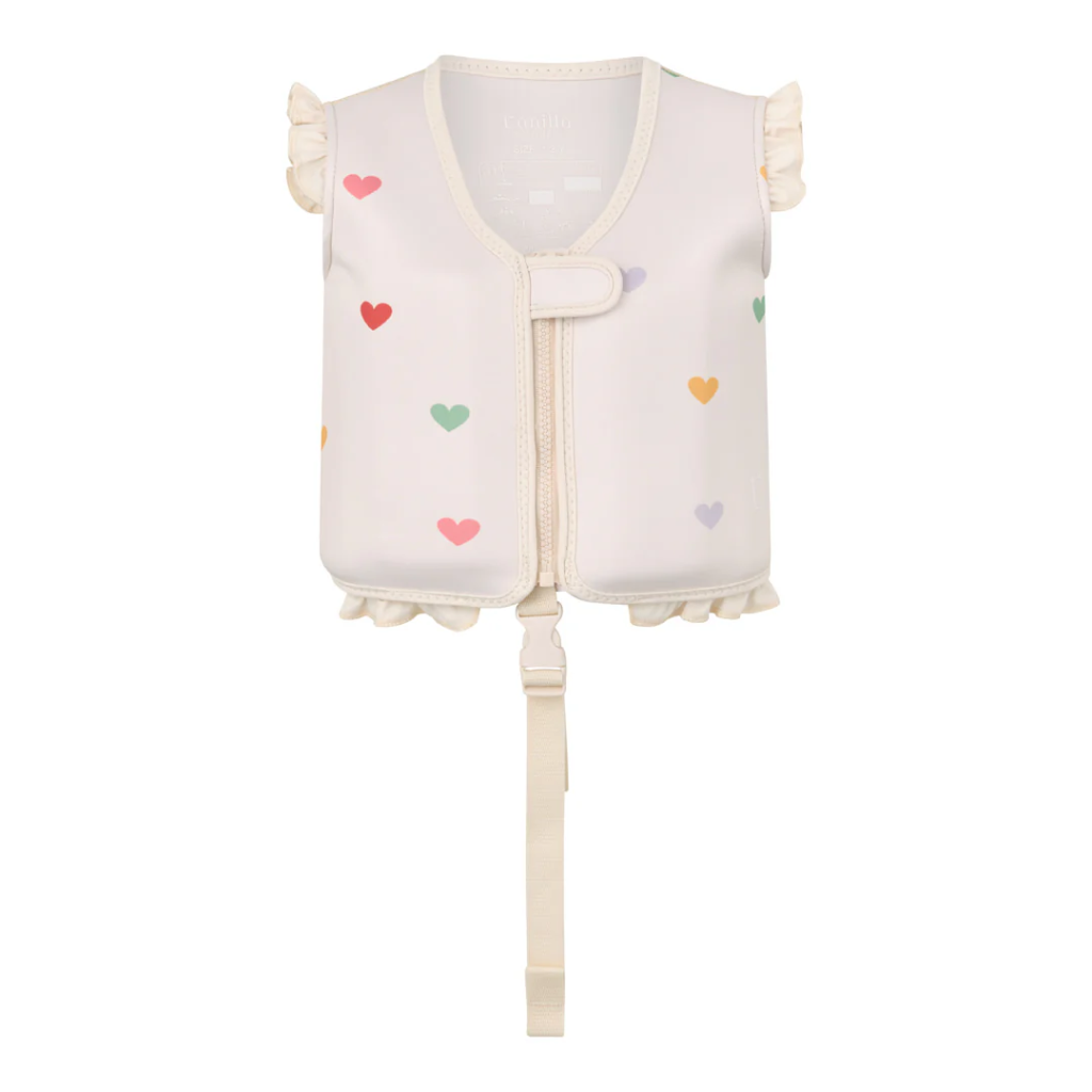Vanilla Copenhagen Swimvest: Neoprene: Hearts Cream 1-3Y