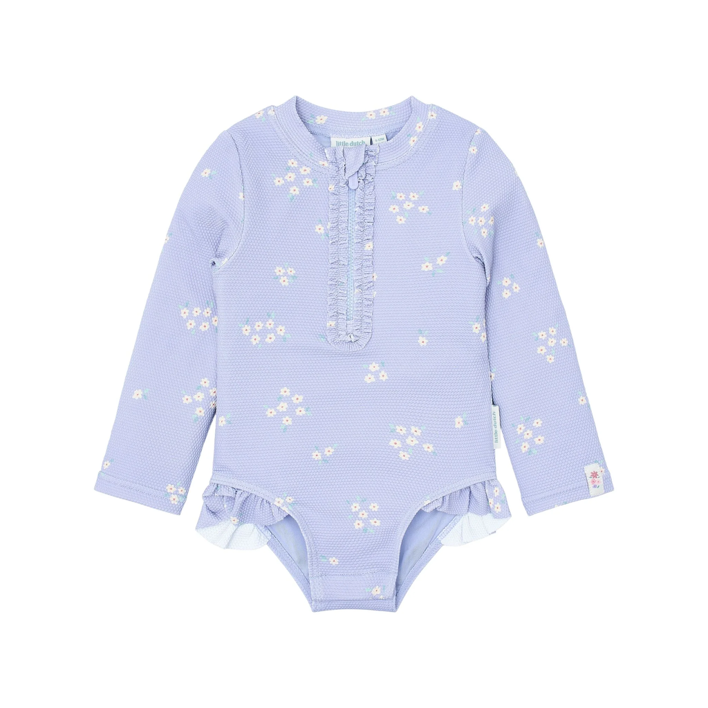 LITTLE DUTCH. Long-Sleeve Swimsuit with Ruffles Dreamy Lavender UPF 40