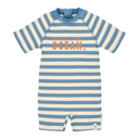 Little Dutch Short Sleeve Swimsuit Ocean Blue Stripes