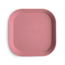 Mushie Square Dinnerware Plates Dusty Rose (Set of 2) 