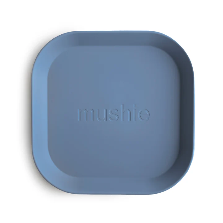 Mushie Square Dinnerware Plates Twilight Blue 